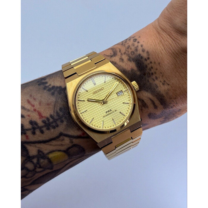 Custom Seiko Mod • Full Gold Waffle PRX • 40mm